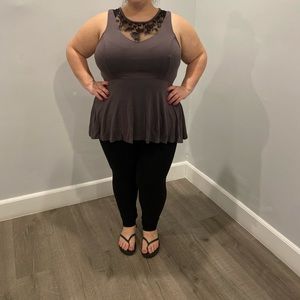 Gray and Lace Peplum Top Torrid Plus Size 18/20
